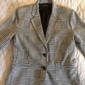 Like NEW Lauren by Ralph Lauren Houndstooth stretch blazer
